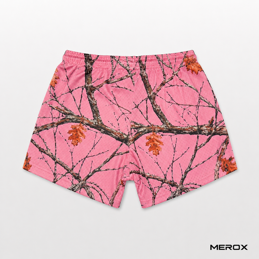 MEROX Pink Camo 5-inch mesh shorts back view