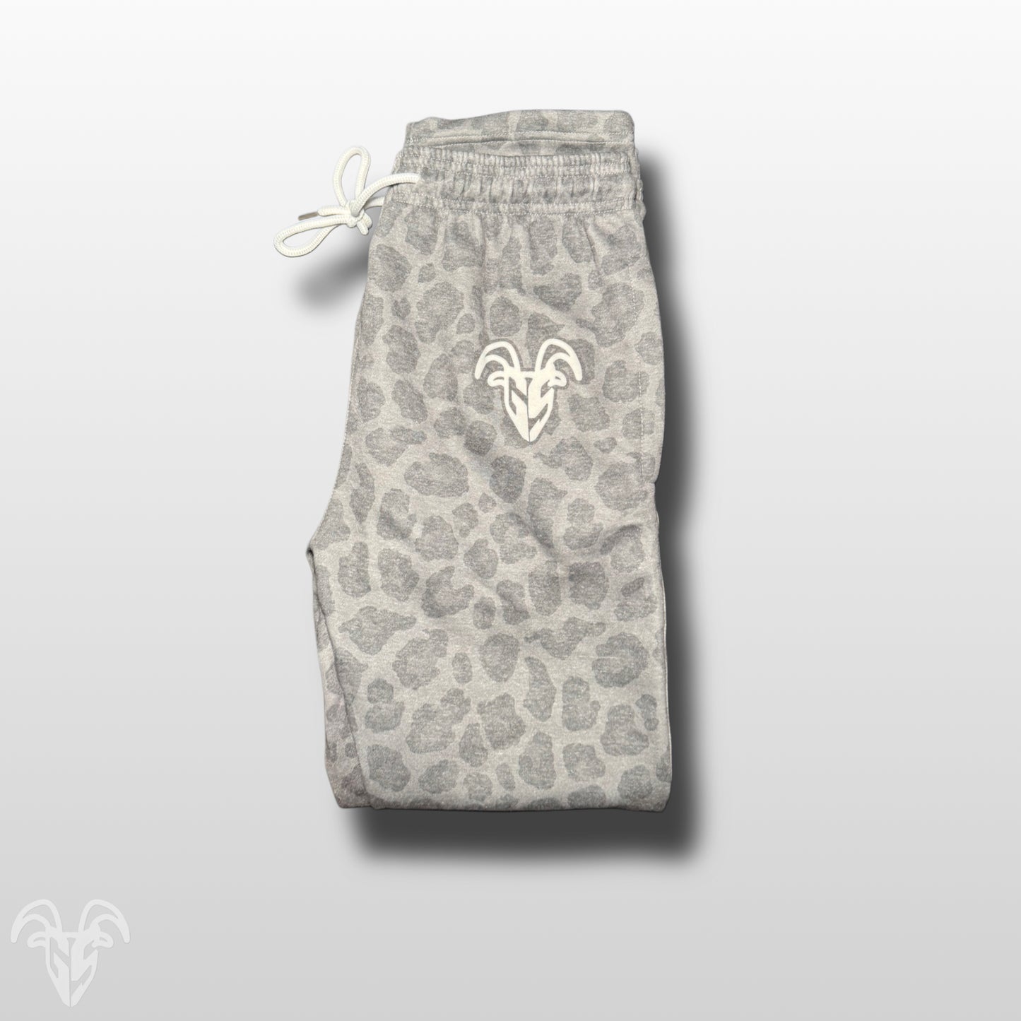 Goat Strength Dark Cheetah Joggers – White-Washed Acid Cotton with Zipper Pockets