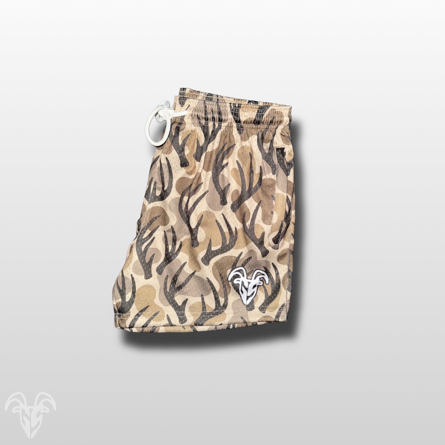 Goat Strength Antler Camo / Duck Camouflage Athletic Mesh Shorts – 5” Inseam with Zipper Pockets