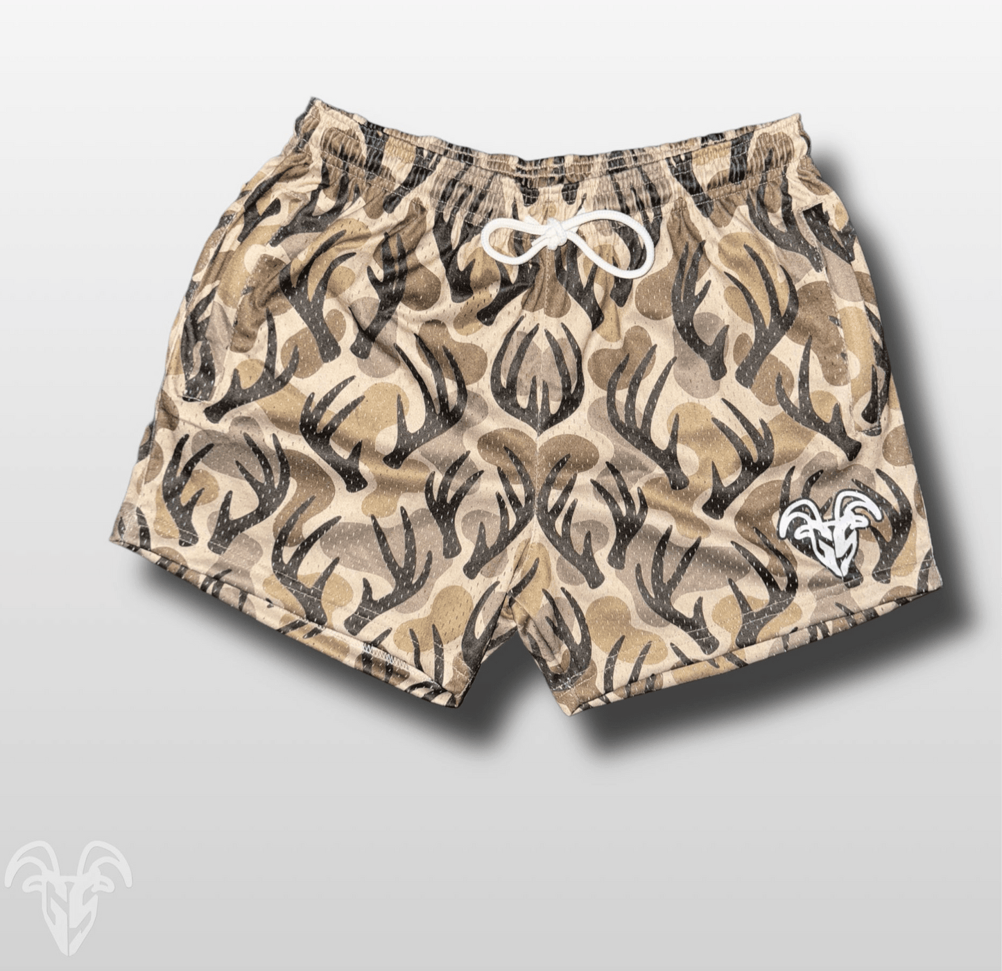 Goat Strength Antler Camo / Duck Camouflage Athletic Mesh Shorts – 5” Inseam with Zipper Pockets