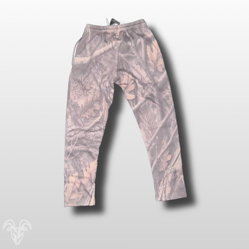 Goat Strength Vintage Camo Sweatpants With Zipper Pockets - White Washed Acid Washed Camouflage pants for Men & Women Joggers Realistic Camouflage