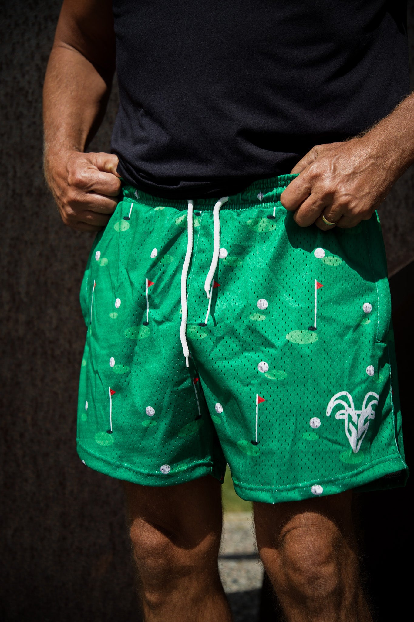 Goat Strength Golf designed shorts - Fun Golf 5 inch inseam shorts - Men’s Athletic Golf Shorts with Zipper Pockets - Mesh summer shorts - Men's Shorts