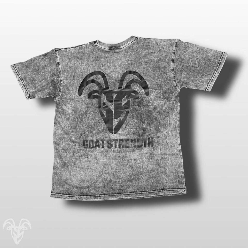 Goat Strength 100% Cotton Grey White Washed pump tee - Black White Washed t-shirt