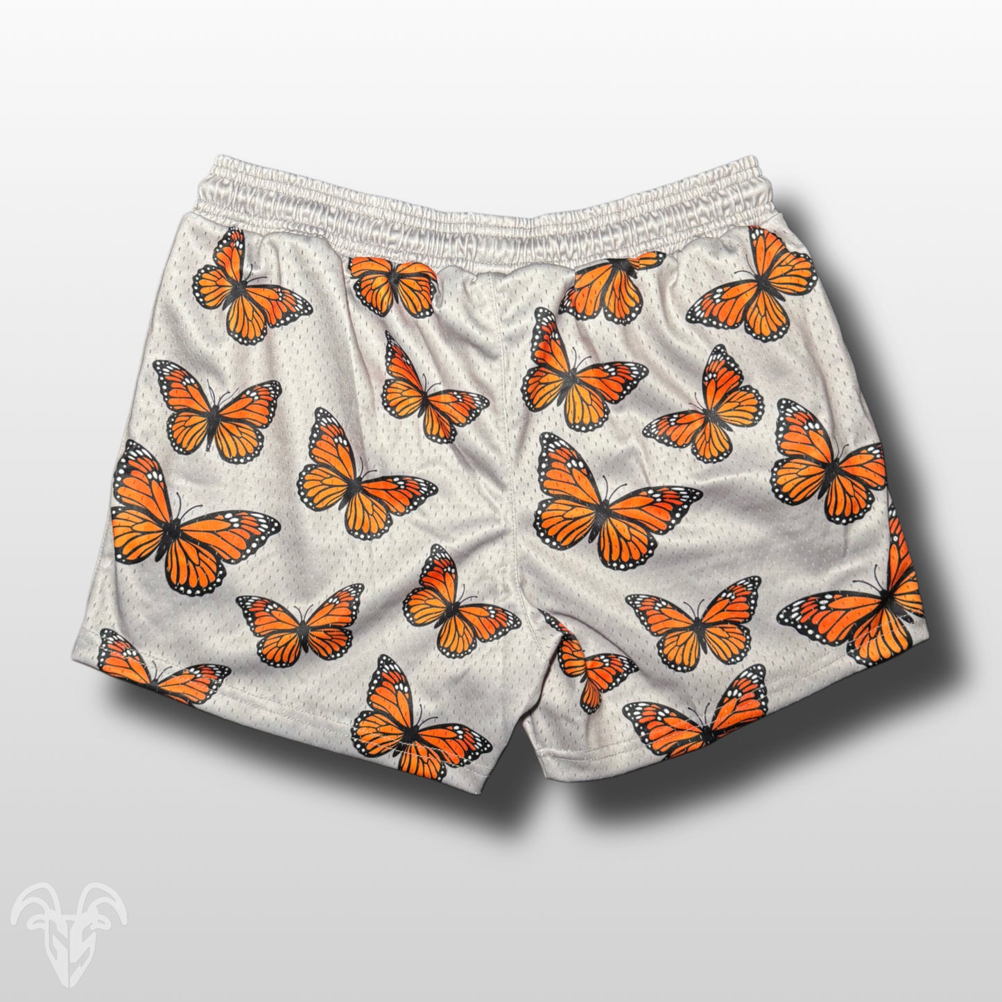 Goat Strength Monarch Butterfly Mesh Shorts – 5” Inseam Athletic Shorts with Zipper Pockets for Gym, Pickleball, Running & Everyday Wear