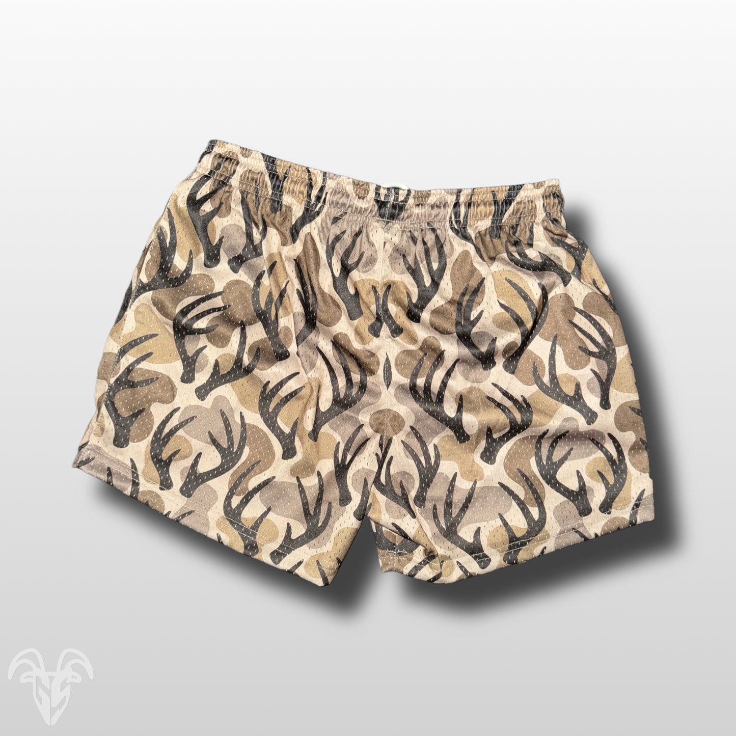 Goat Strength Antler Camo / Duck Camouflage Athletic Mesh Shorts – 5” Inseam with Zipper Pockets