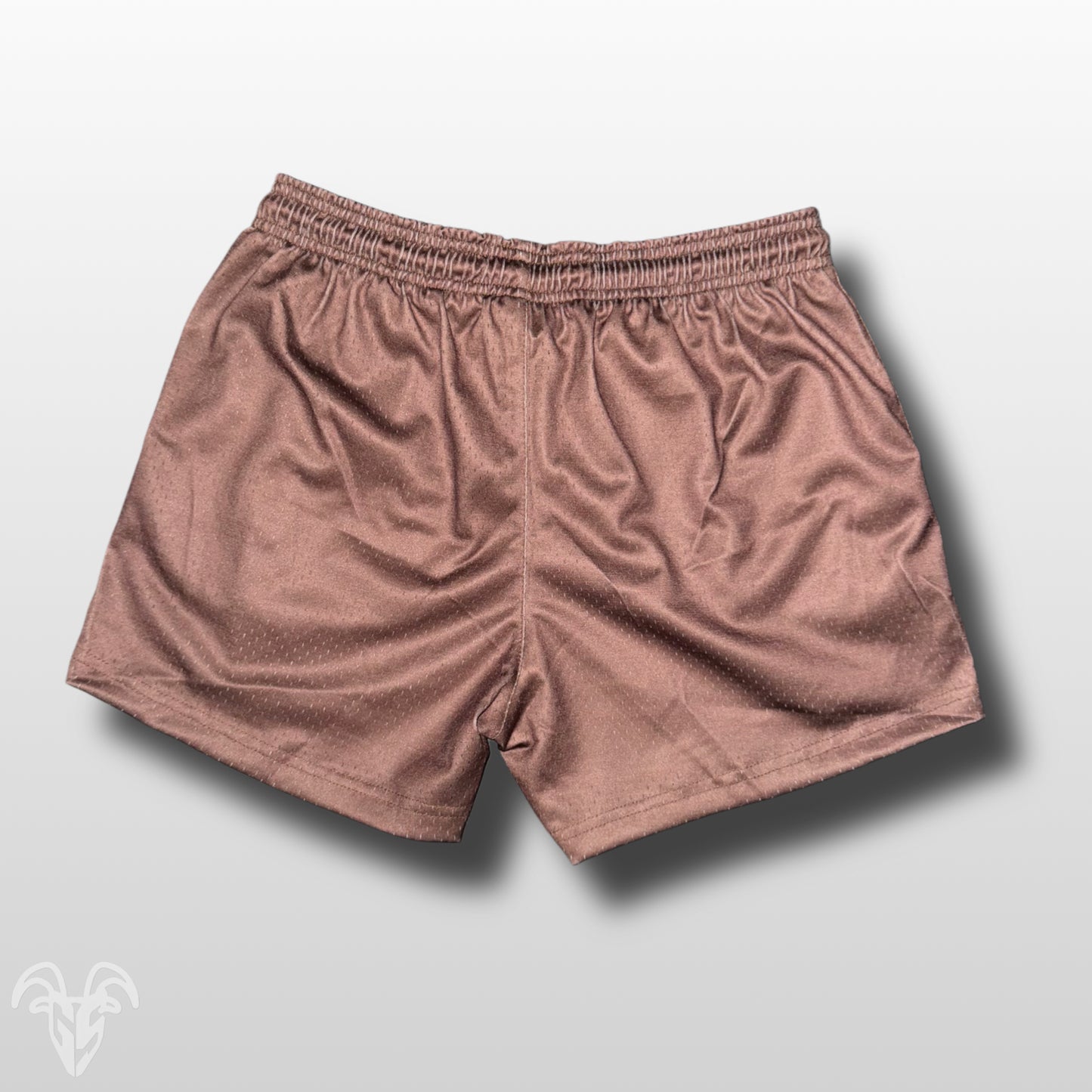 Goat Strength Brown Mesh Athletic Shorts – 5” Inseam with Zipper Pockets