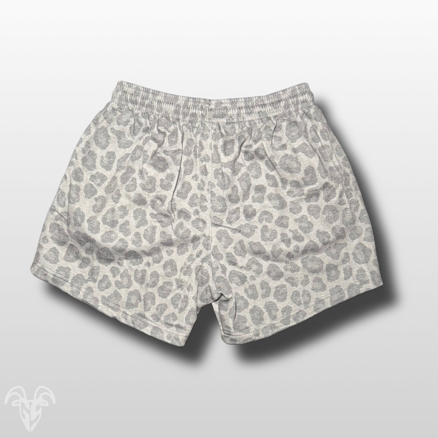 5-Inch Inseam Cheetah Print COTTON Gym Shorts with Zipper Pockets | Grey Leopard Design Active Wear