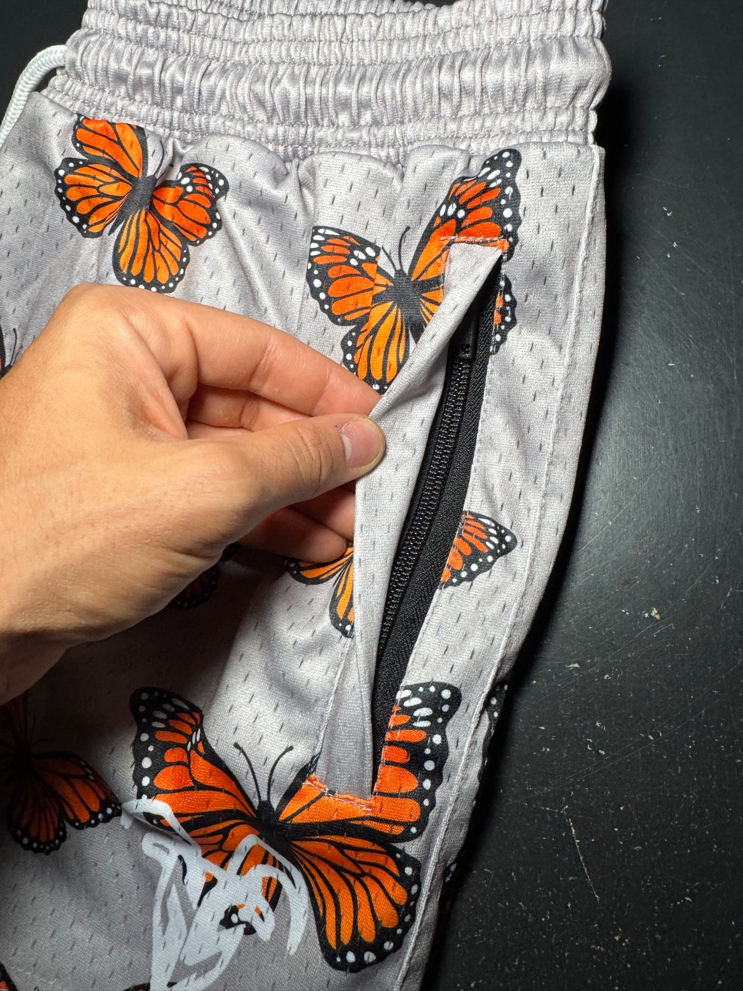 Goat Strength Monarch Butterfly Mesh Shorts – 5” Inseam Athletic Shorts with Zipper Pockets for Gym, Pickleball, Running & Everyday Wear