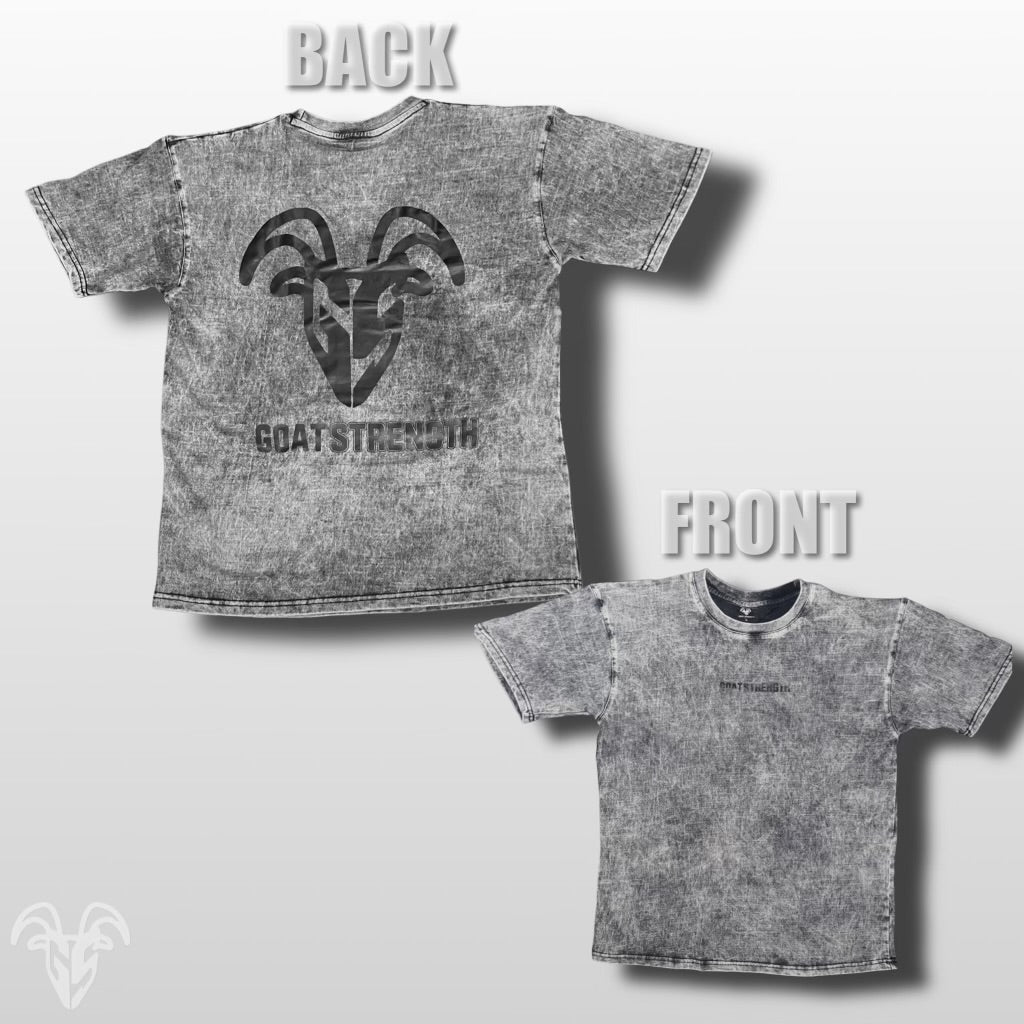 Goat Strength 100% Cotton Grey White Washed pump tee - Black White Washed t-shirt
