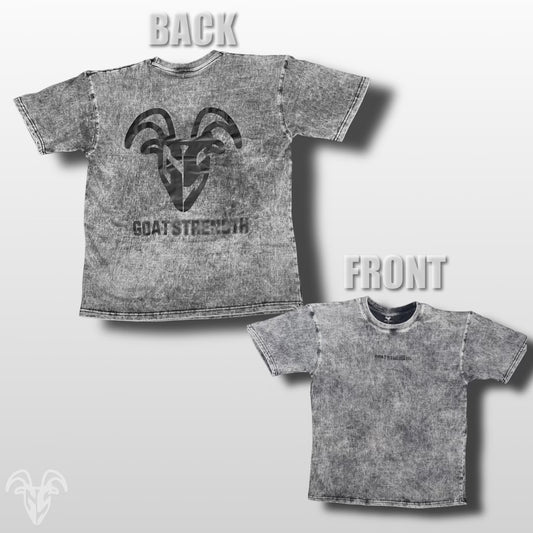 Goat Strength 100% Cotton Grey White Washed pump tee - Black White Washed t-shirt