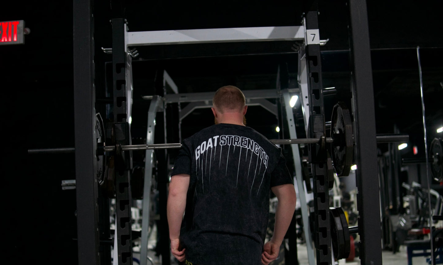 Goat Strength Black White Washed oversized pump tee - Black White Washed oversized t-shirt for casual wear