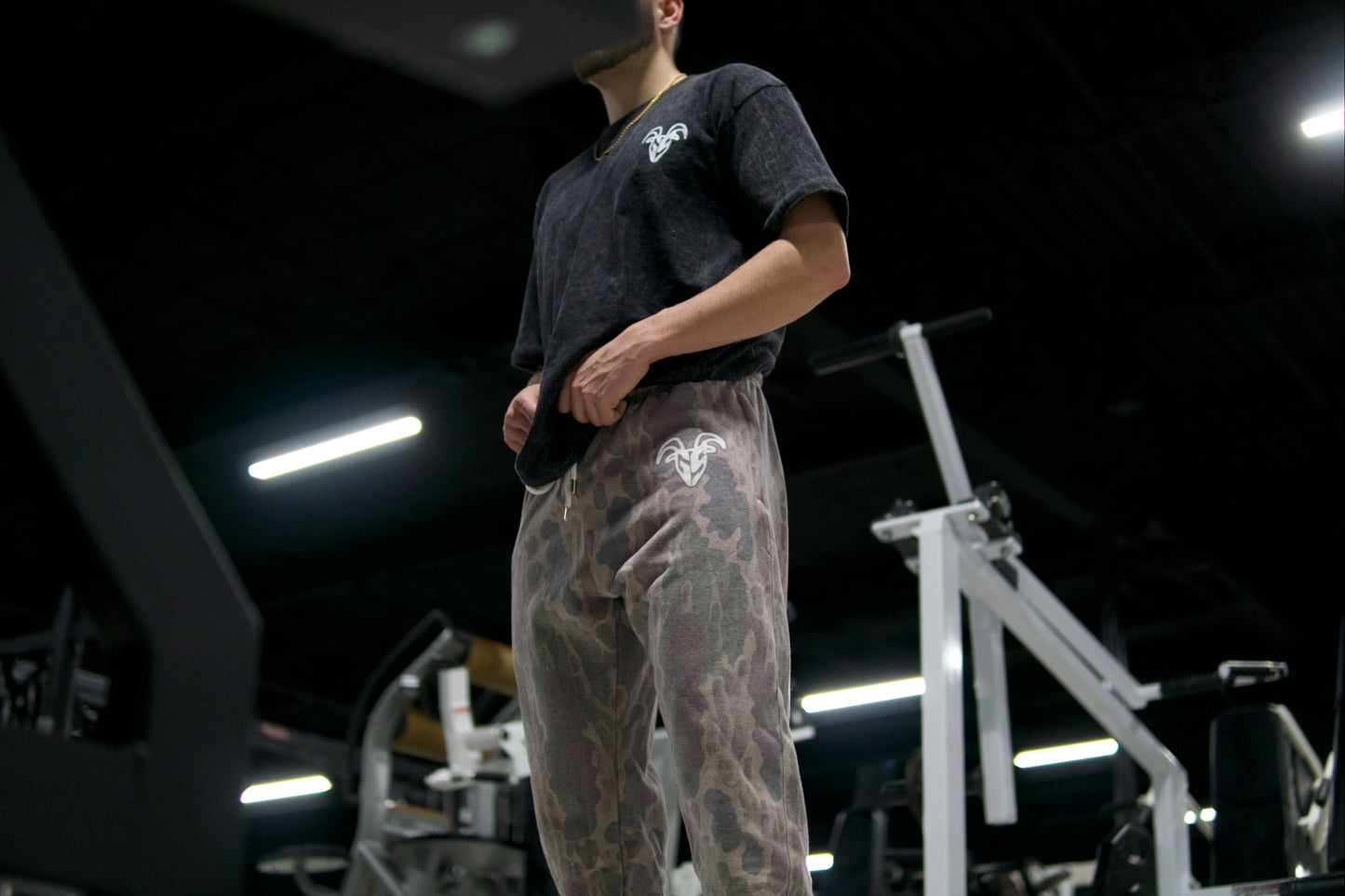 Goat Strength Bottomland Camo White Washed Sweatpants with Zipper Pockets - Bottomland Camouflage with White Washed overlay for Men & Women sweats, Realistic Camouflage