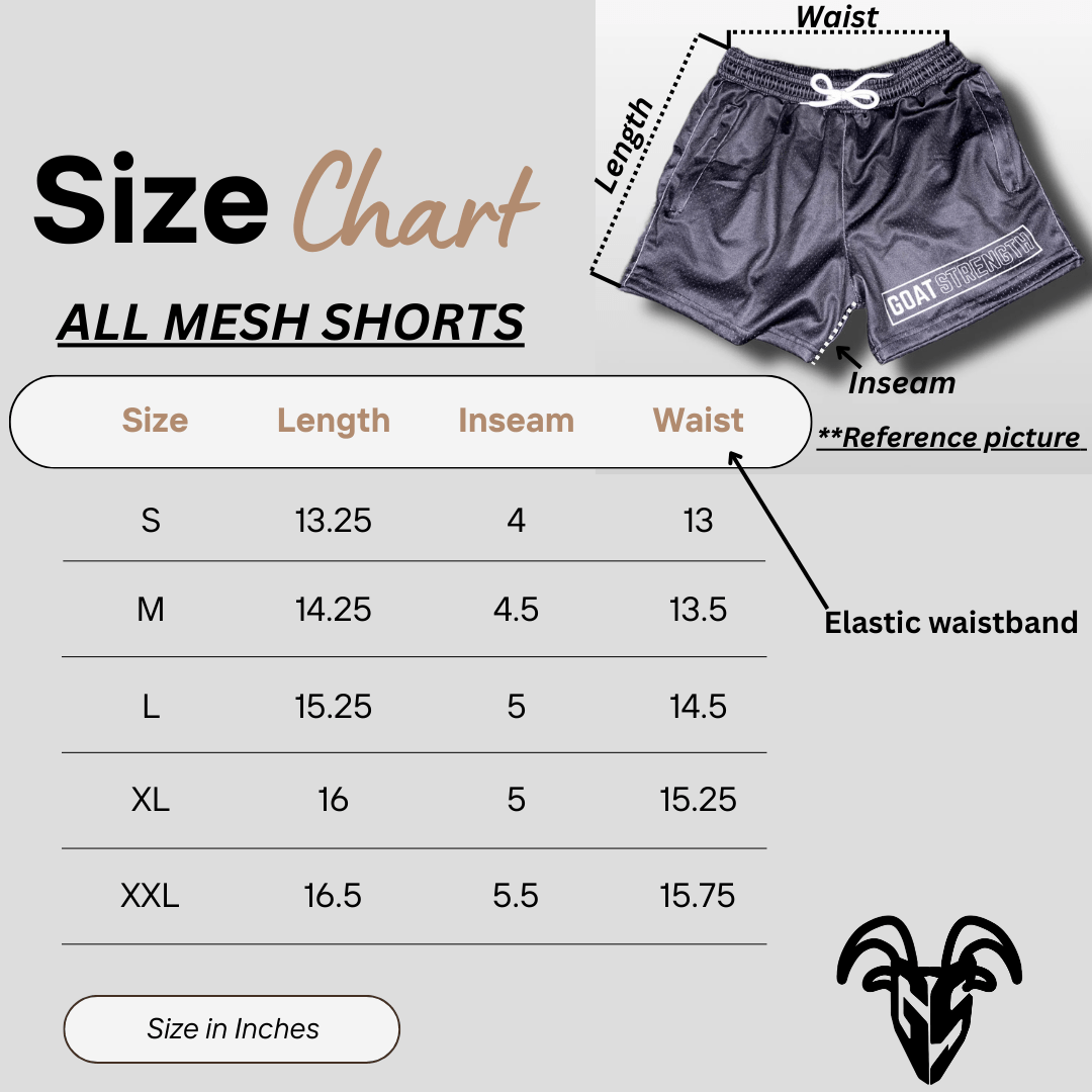 Goat Strength - Men’s 5 inch inseam shorts - Mesh athletic Old School Camo Shorts - Zipper pockets - Men's Shorts