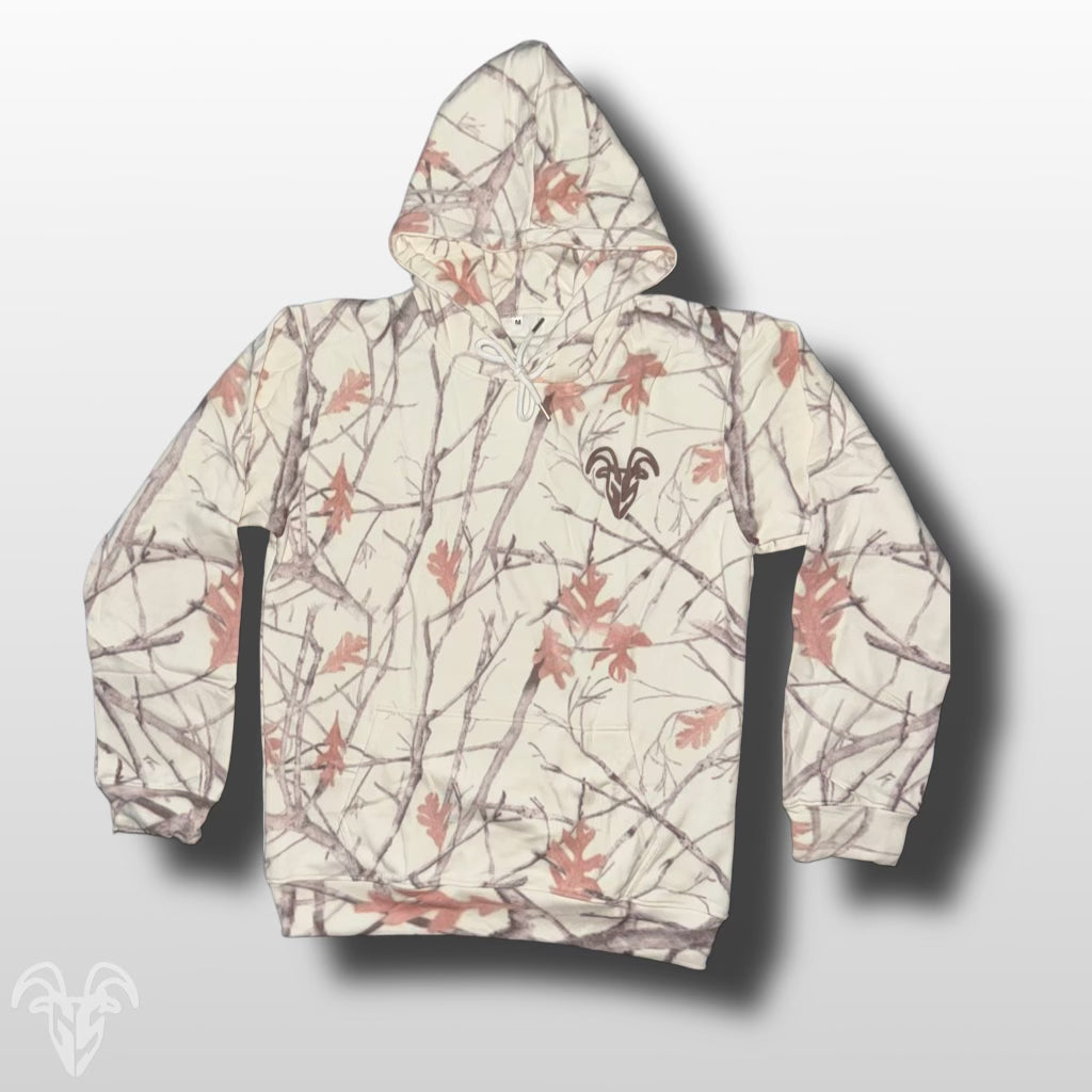 Goat Strength Vintage White Camo Hoodie - White Washed Acid Washed Camouflage Sweater for Men and Women - Stylish Pullover - Winter Camouflage