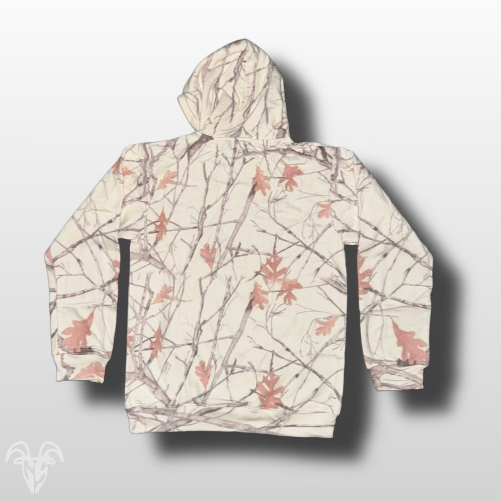 Goat Strength Vintage White Camo Hoodie - White Washed Acid Washed Camouflage Sweater for Men and Women - Stylish Pullover - Winter Camouflage