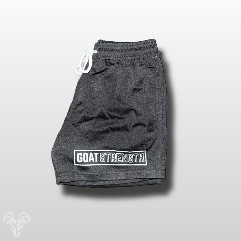Goat Strength Black Mesh Athletic Shorts – Classic 5” Inseam with Zipper Pockets