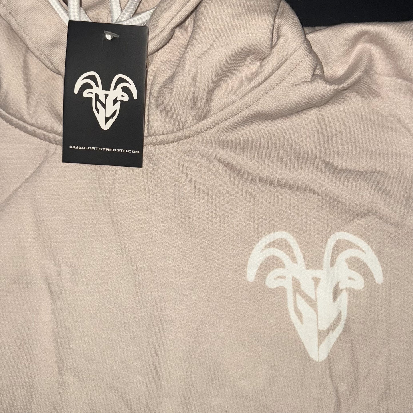 Goat Strength Khaki Colored Hoodie - White Washed Acid Washed Sweater for Men & Women Sweaters, Realistic Design Cotton Blend