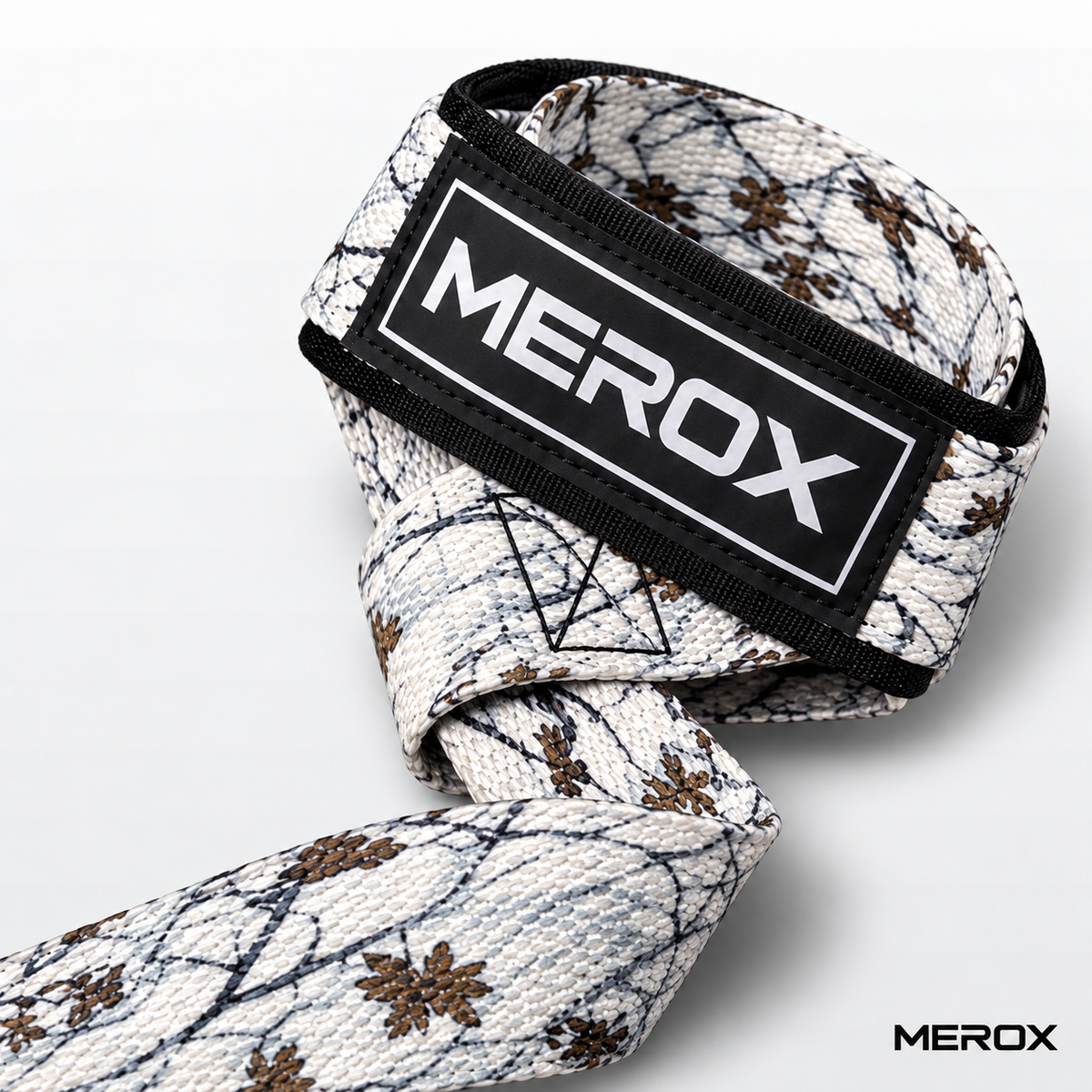 MEROX white arctic camo lifting straps MEROX label detail