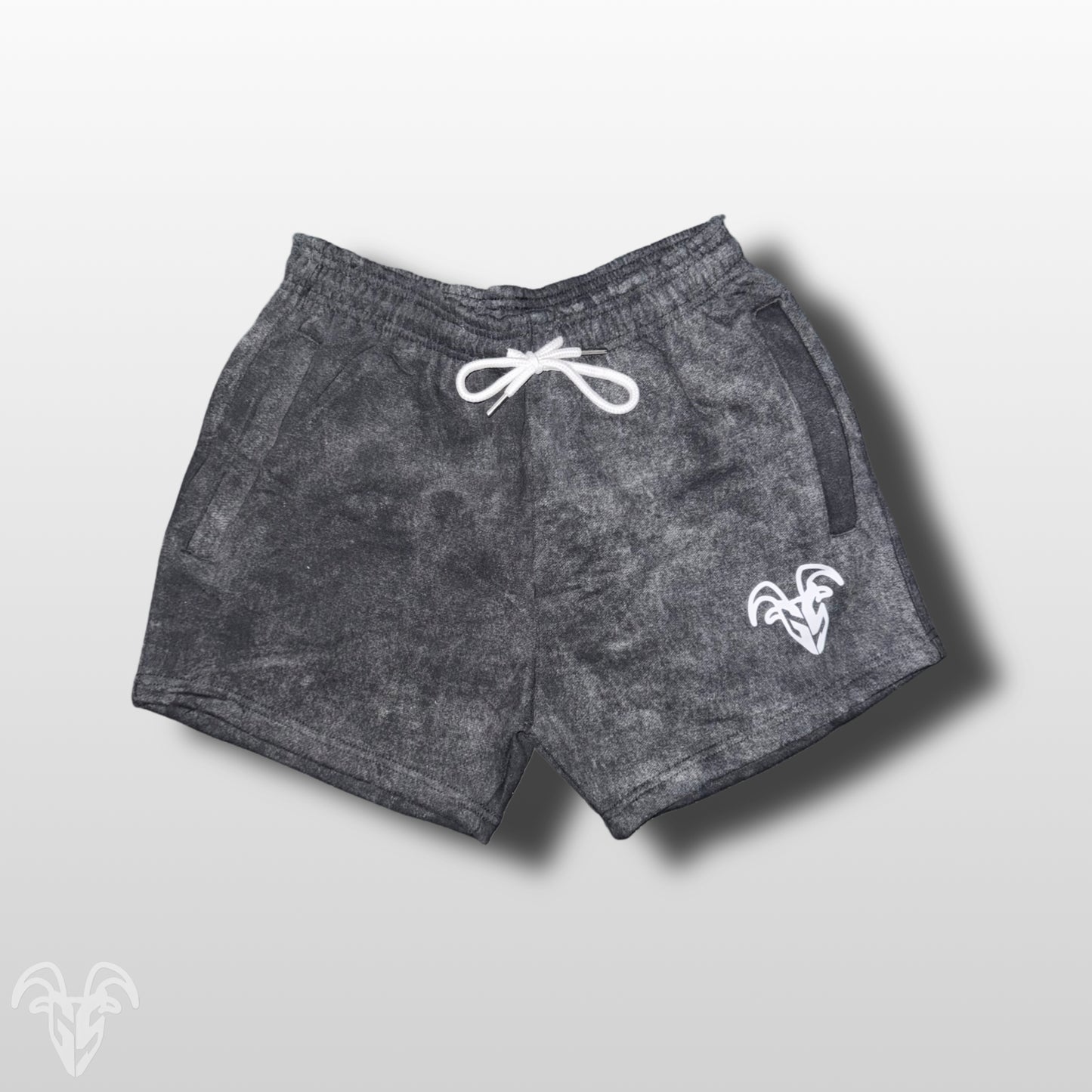 5-Inch Inseam Black Acid Wash Cotton Gym Shorts with Zipper Pockets - Acid Wash Design for Active Wear