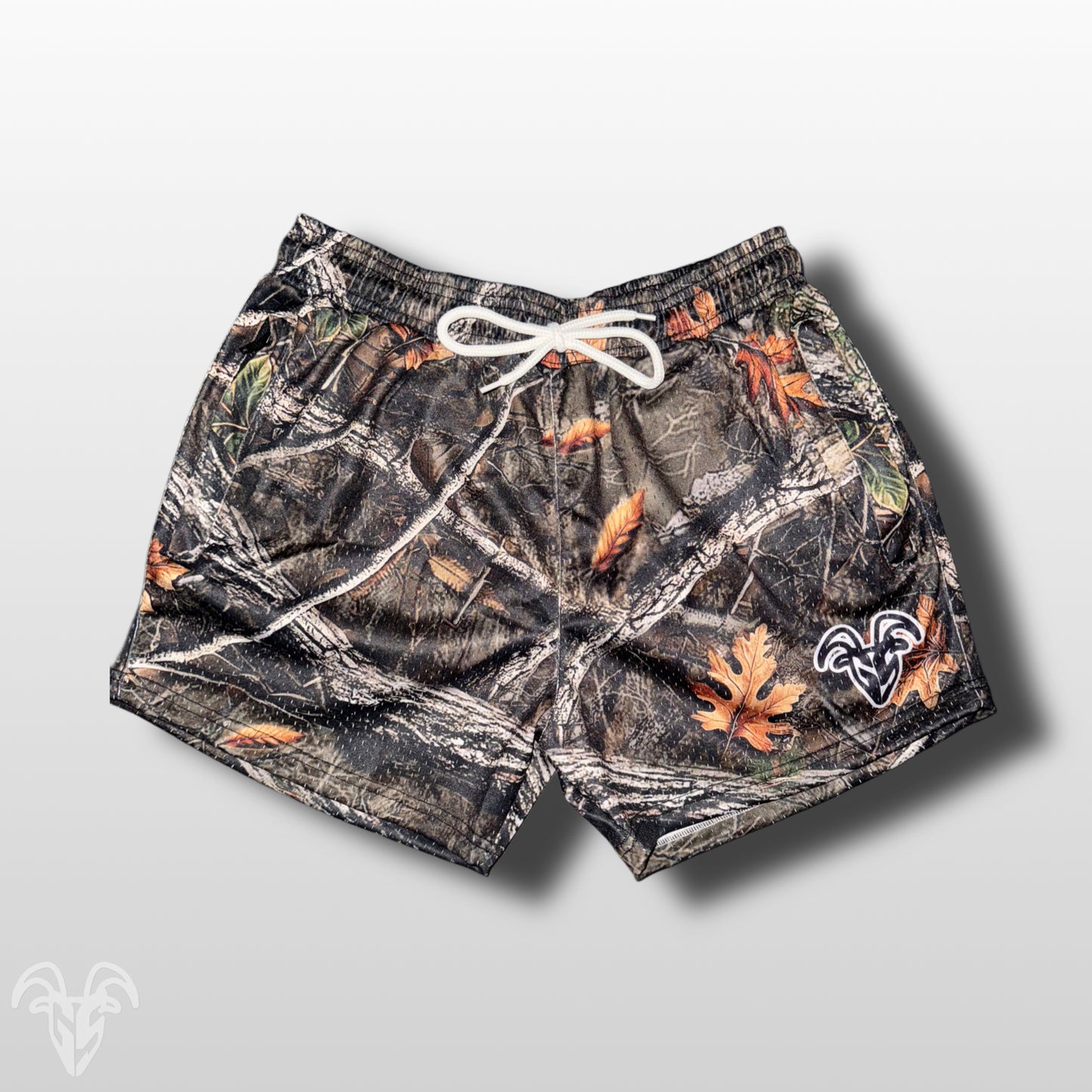 Goat Strength Mesh Shorts / Men's Shorts 5 inch inseam CAMO Shorts Gym Breathable Elastic Workout | Realistic camouflage athletic shorts
