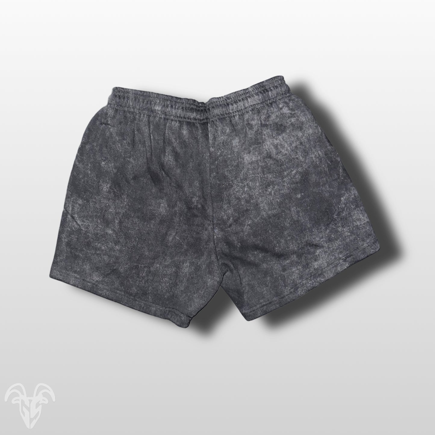 5-Inch Inseam Black Acid Wash Cotton Gym Shorts with Zipper Pockets - Acid Wash Design for Active Wear