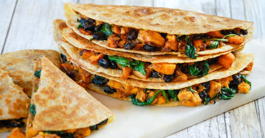 High Protein Black Bean and Sweet Potato Quesadillas - The GOAT Strength
