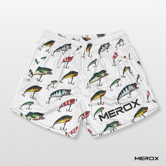 MEROX Fishing Lure unisex 5-inch mesh shorts front view