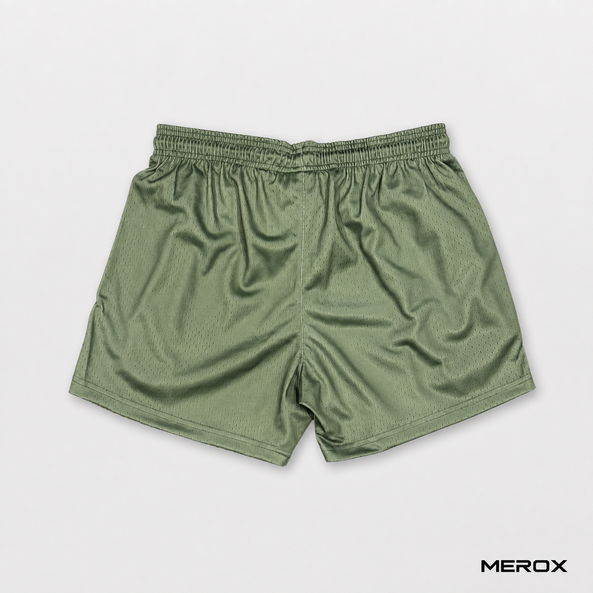 MEROX Olive Green 5-Inch Mesh Shorts with Zipper Pockets MEROX Olive Green 5-Inch Mesh Shorts with Zipper Pockets