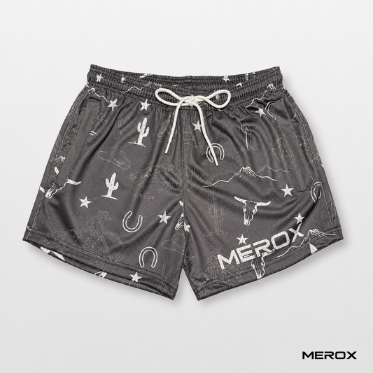MEROX Western 5 inch mesh shorts front view