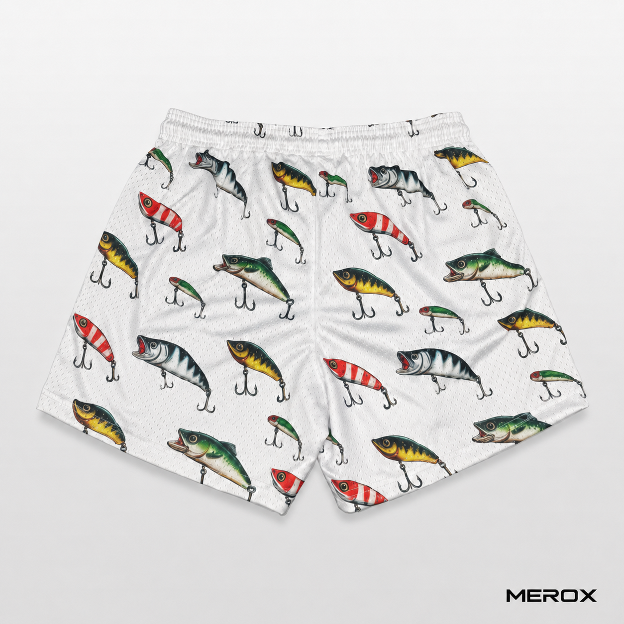 MEROX Fishing Lure unisex 5-inch mesh shorts back view