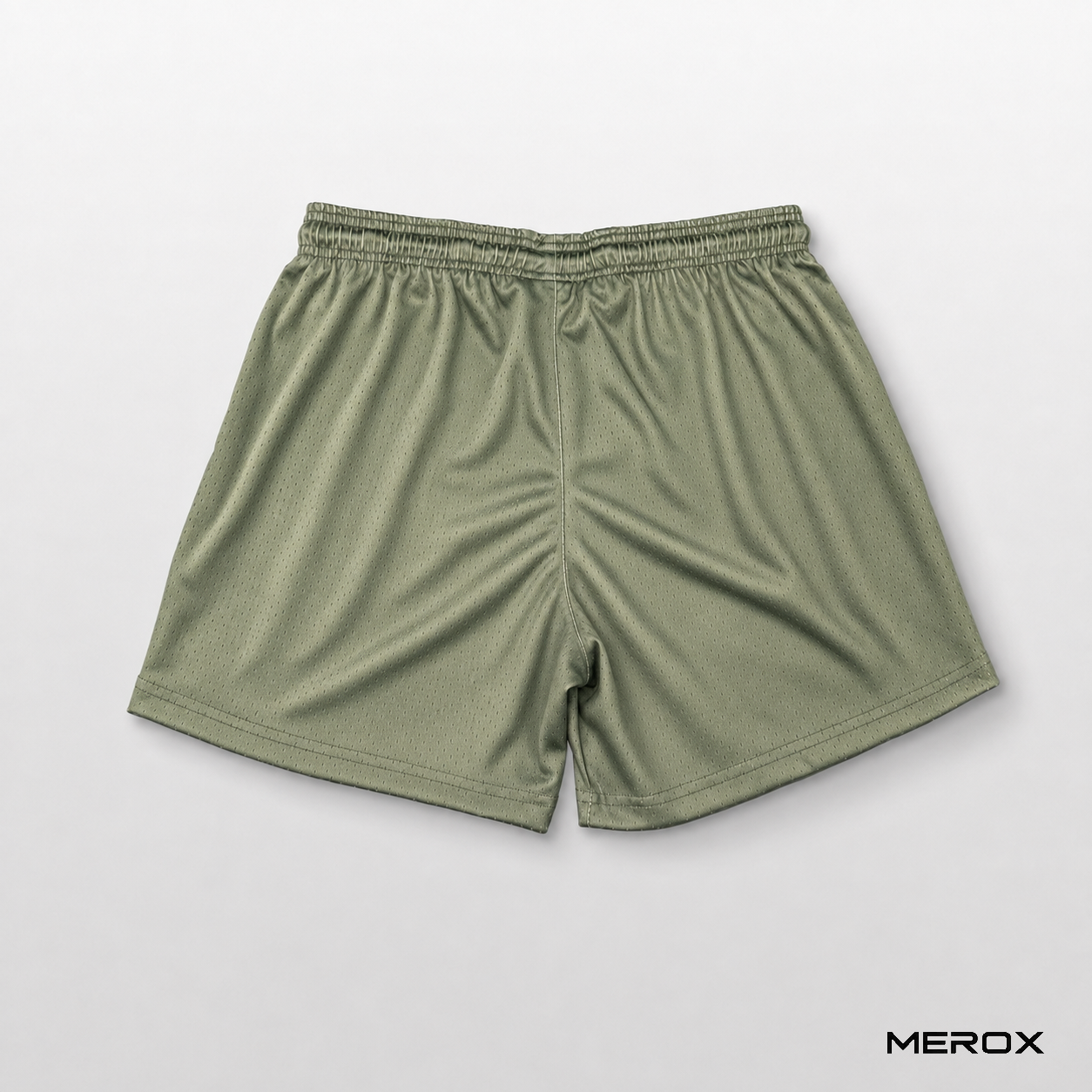 MEROX Olive Green 5-inch mesh shorts back view