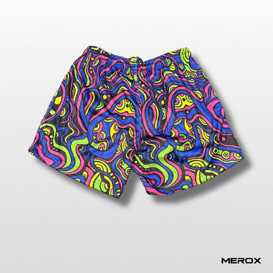 MEROX Psychedelic Rave mesh shorts back view