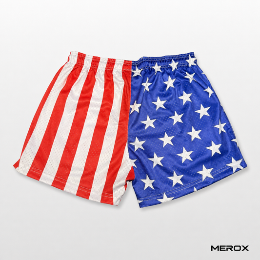 MEROX USA American flag 5 inch mesh shorts back view
