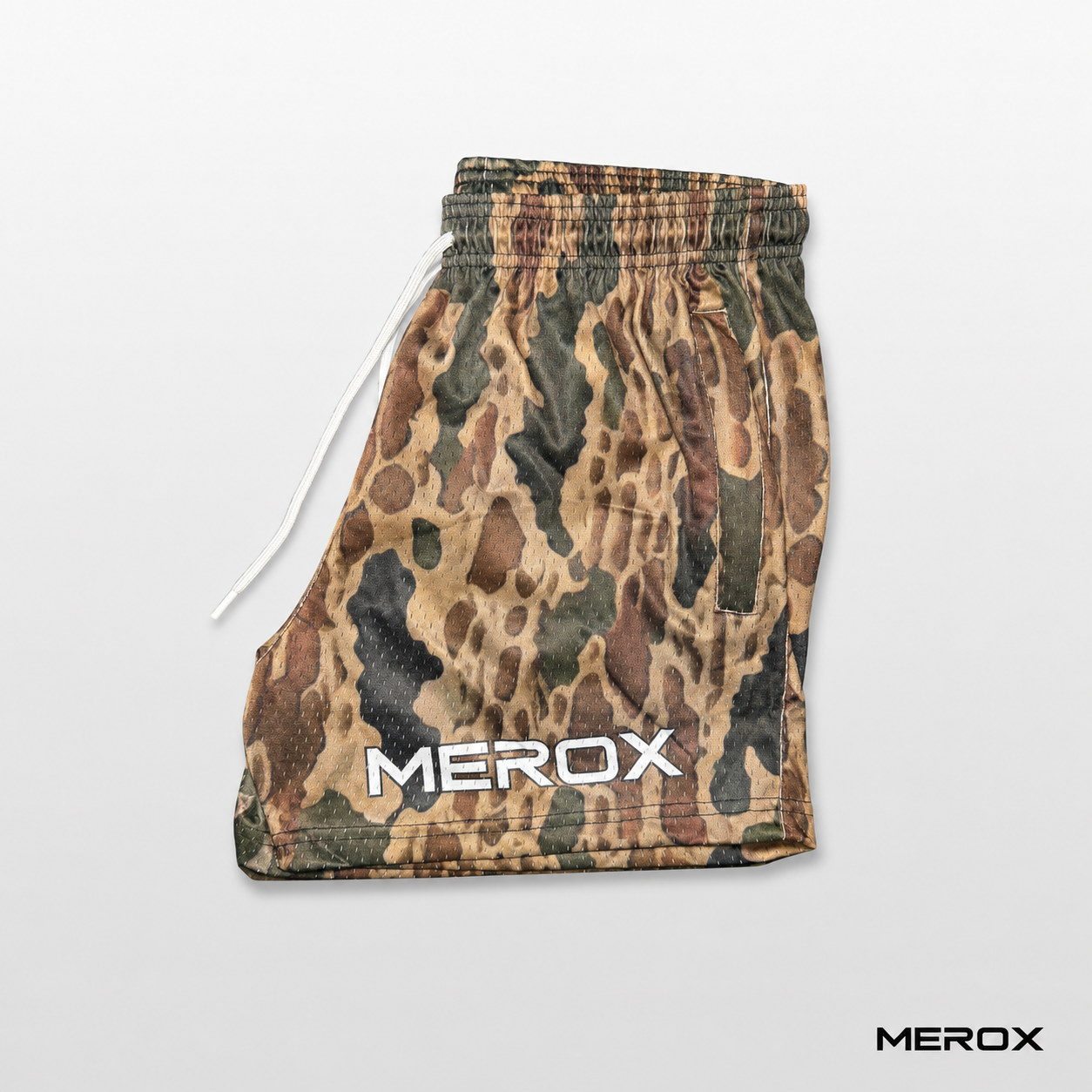 MEROX Old School Camo 5-inch mesh shorts side view