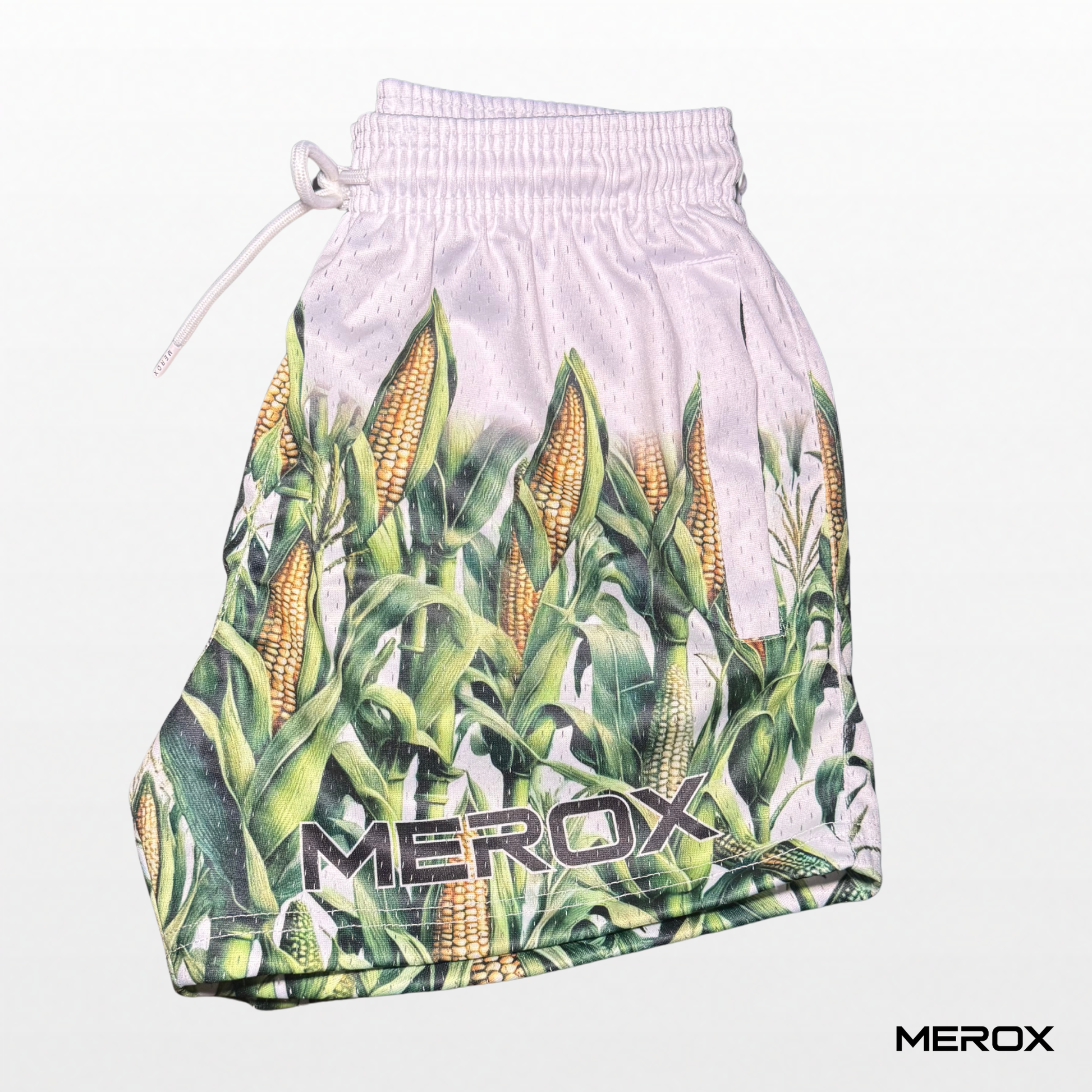 MEROX Corn Stalk mesh shorts detail view