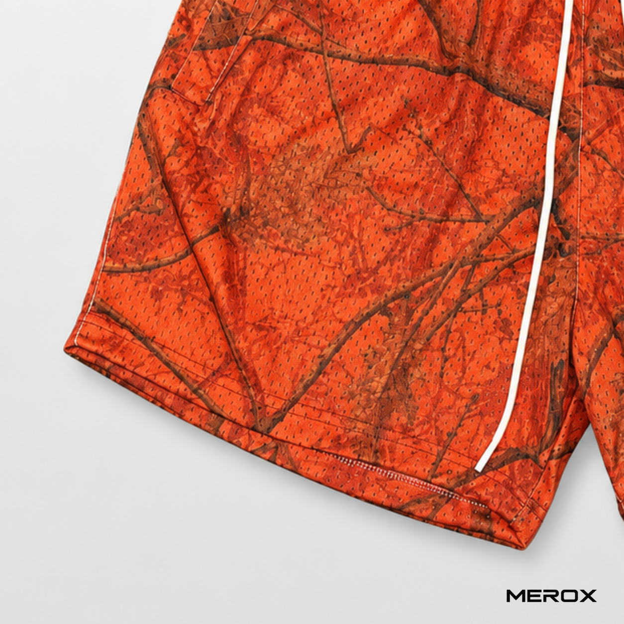 MEROX Orange Camo breathable mesh and print detail