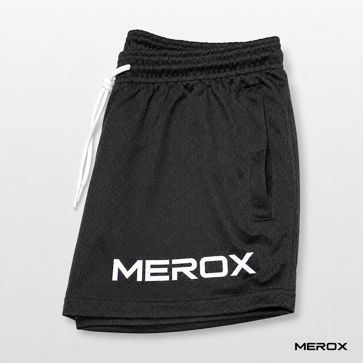 MEROX Solid Black mesh shorts alternate product view