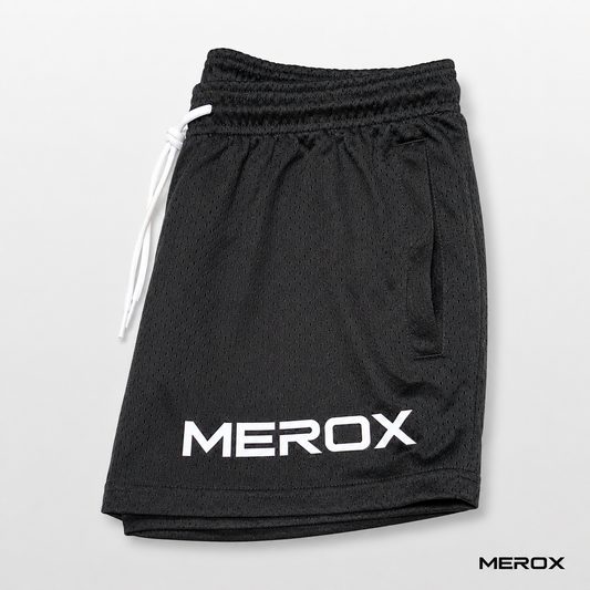 MEROX Solid Black mesh shorts alternate product view