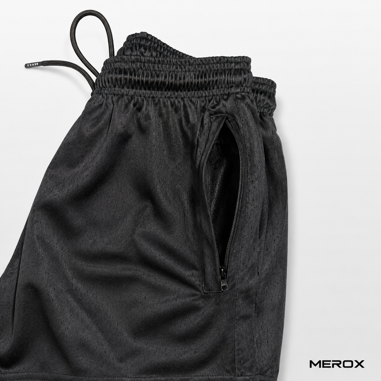 MEROX Zeus mesh shorts zipper pocket detail