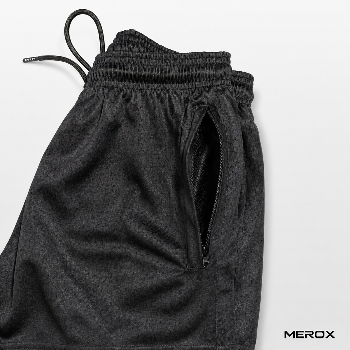 MEROX Zeus mesh shorts zipper pocket detail