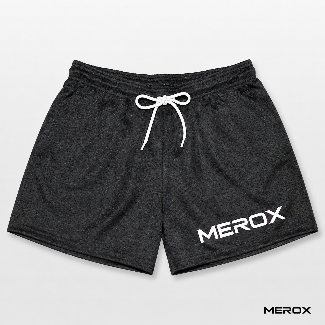 MEROX Solid Black mesh shorts product detail