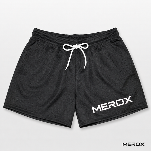 MEROX Solid Black mesh shorts product detail