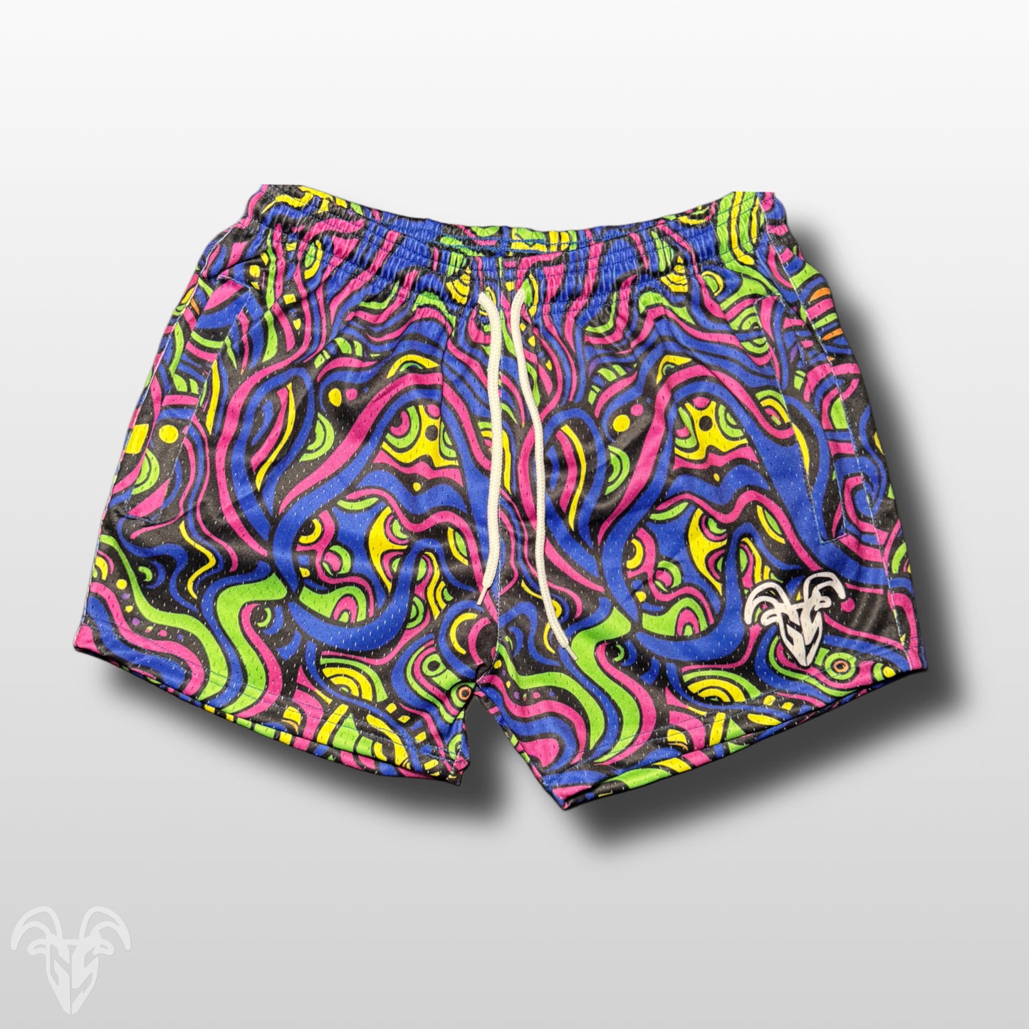 GOAT Strength 5” Inseam Mesh Shorts – Psychedelic Rave Design
