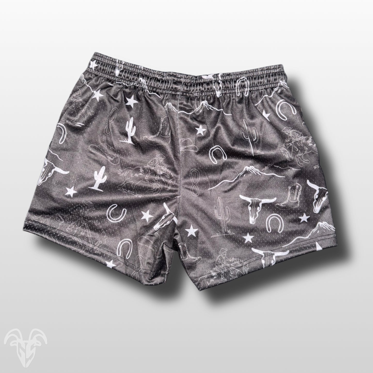 Goat Strength Western Mesh Shorts – 5” Inseam Athletic Shorts with Zipper Pockets for Gym, Running, Pickleball & Training