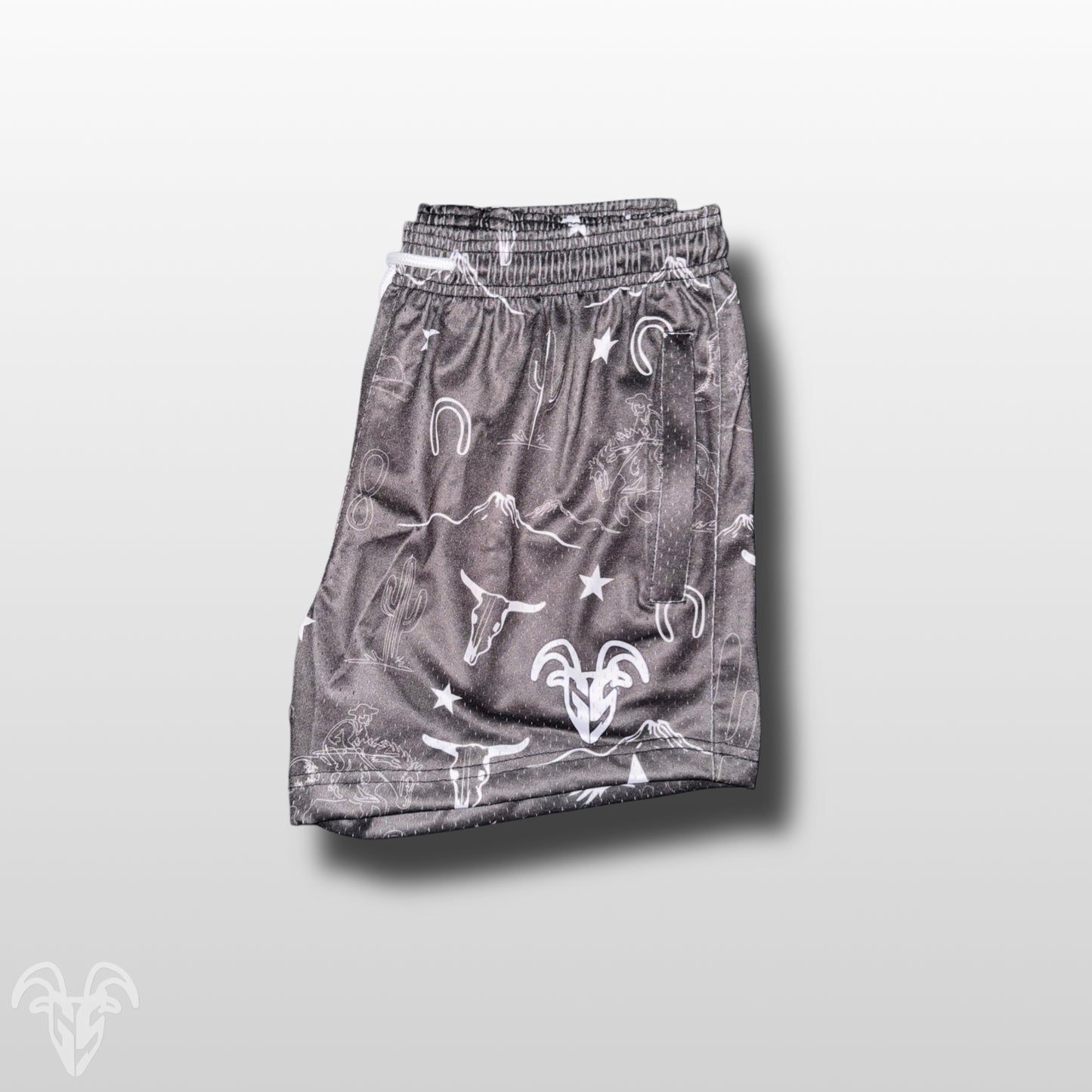 Goat Strength Western Mesh Shorts – 5” Inseam Athletic Shorts with Zipper Pockets for Gym, Running, Pickleball & Training