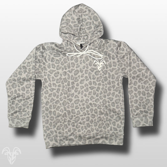 Goat Strength Dark Cheetah Hoodie – White-Washed Acid Cotton Sweatshirt