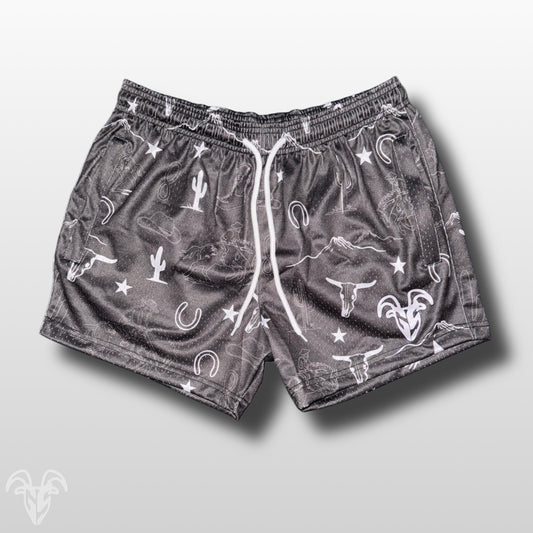 Goat Strength Western Mesh Shorts – 5” Inseam Athletic Shorts with Zipper Pockets for Gym, Running, Pickleball & Training
