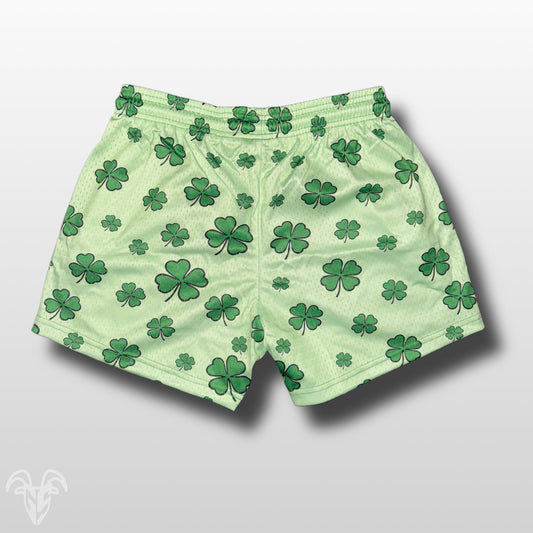 Goat Strength 5” Inseam Mesh Shorts – Shamrock Pattern – Unisex Athletic St. Patrick’s Day, Workout Shorts