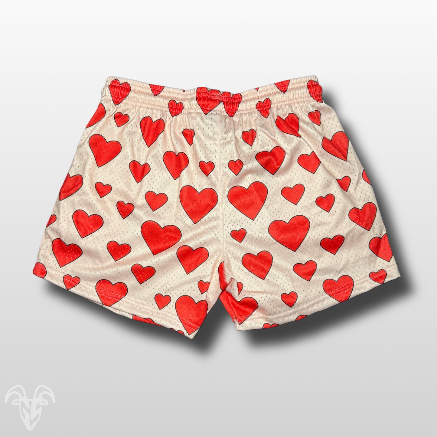 Goat Strength 5” Inseam Mesh Shorts – Valentine’s Day Heart Design – Athletic Workout Shorts W/ Zipper Pockets