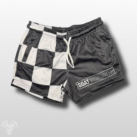 GOAT Strength YOUTH Checkered Mesh Shorts Zipper Pockets PLEASE REVIEW OUR SIZING CHART